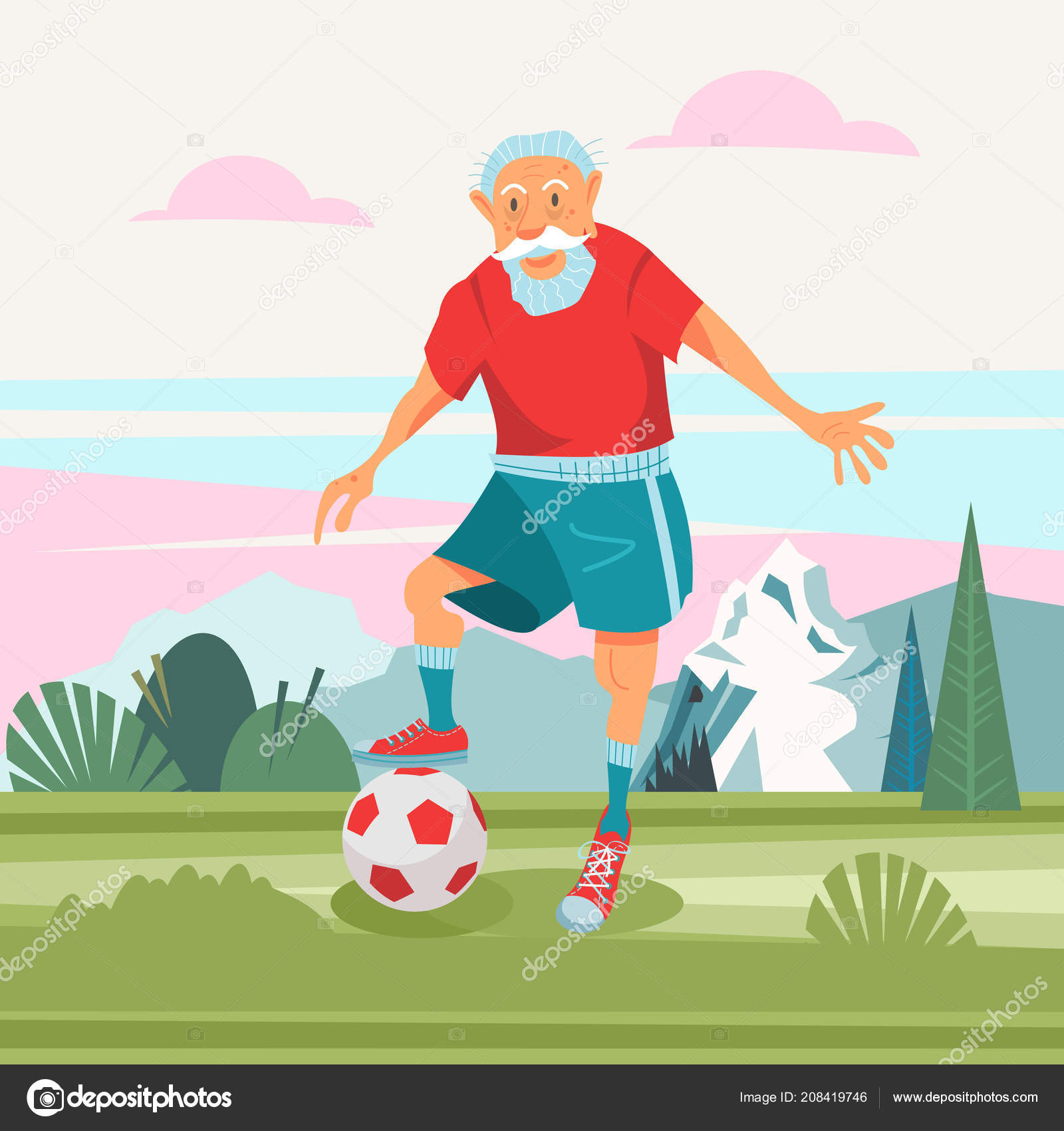 Idoso Jogar Futebol Livre Ele Leva Estilo Vida Saudável Ativo